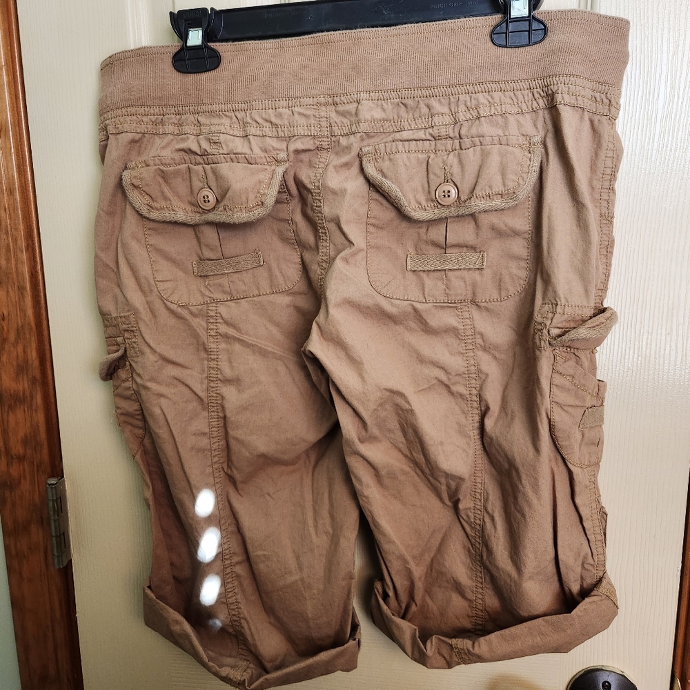 Pink Rose premium quality ✨️ low rider wading cargo capri pants sz Large retro